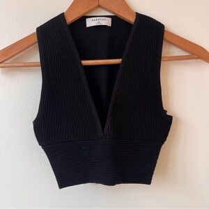 NWOT Babaton Black Sculpt Knit Deep V Tank